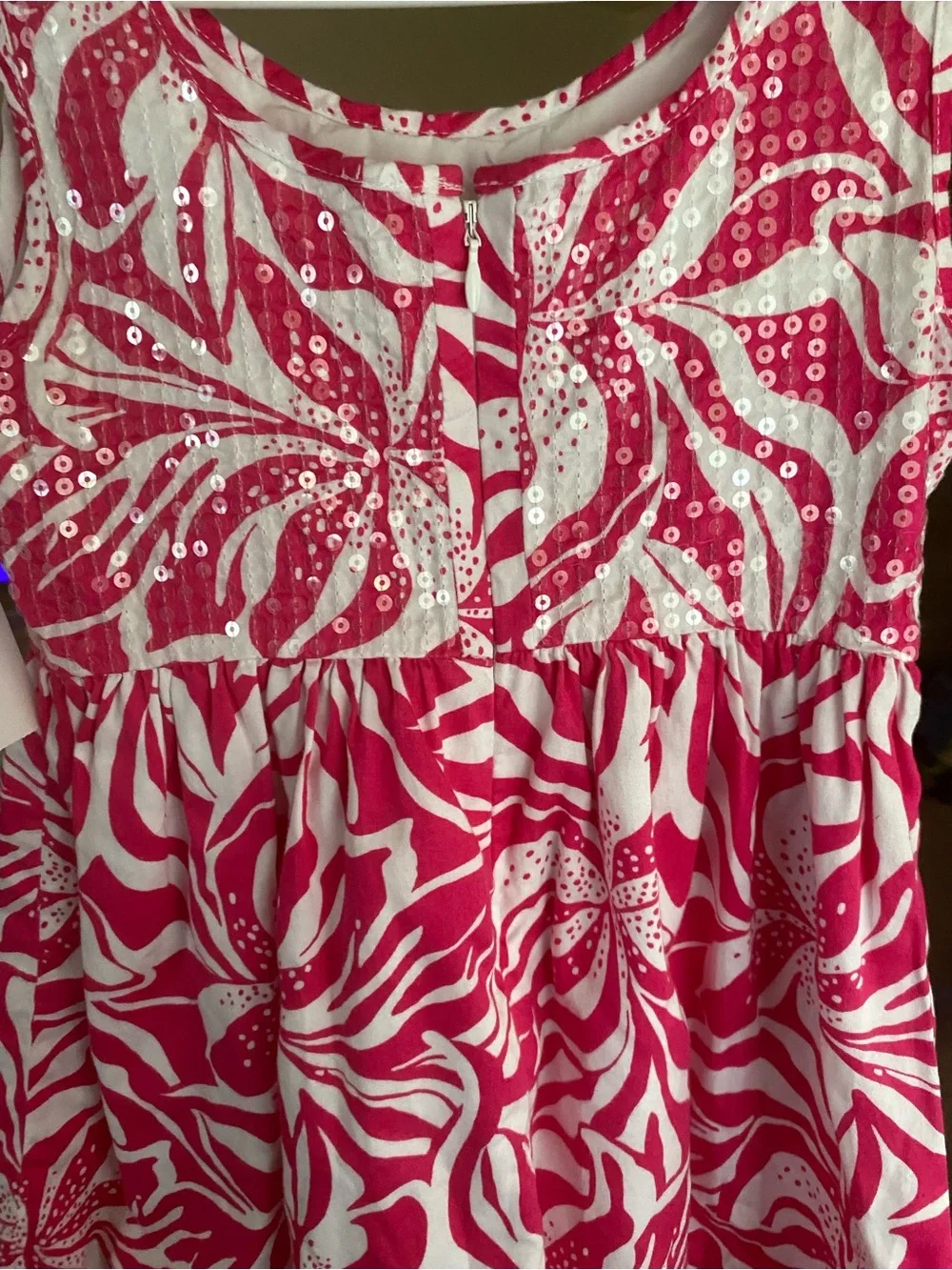 Lilly Pulitzer Pink & White Floral Sequin Girls Dress